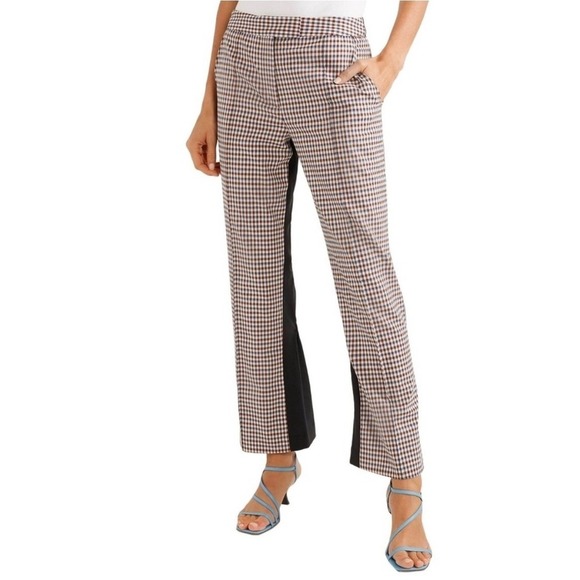 Rosie Assoulin Pants - Rosie Assoulin Scrunchy Trouser Plaid Wool Maroon Pants Size 6
